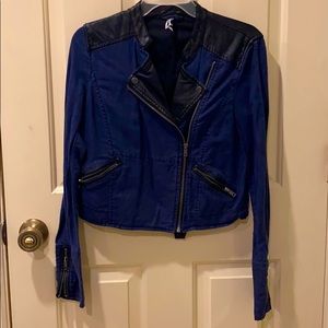 Free People leather and navy blue jacket